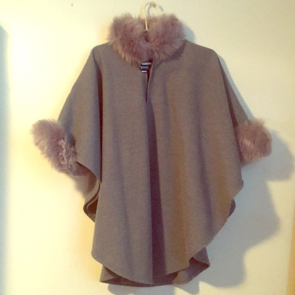 Gray button cape
